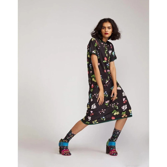 Cynthia Rowley Raya Tee Midi Dress - Floral - Black Multi/Black Floral - Picture 2 of 8
